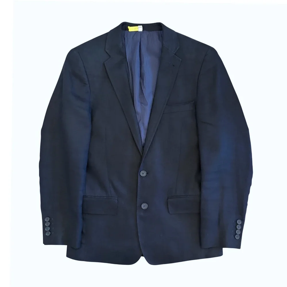 Murano Linen Blazer Mens S 38 Baird McNutt Classic Navy Blue Slim Summer Wedding